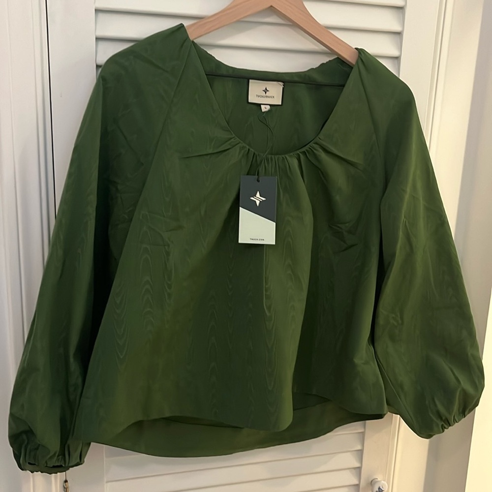 Tuckernuck Winter Green blouse